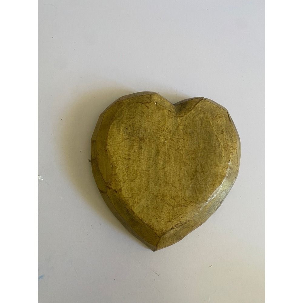 Wood Heart Shaped Bowl 7 Inch‎ Hand Carved Decorative Trinket Dish - Picture 2 of 2
